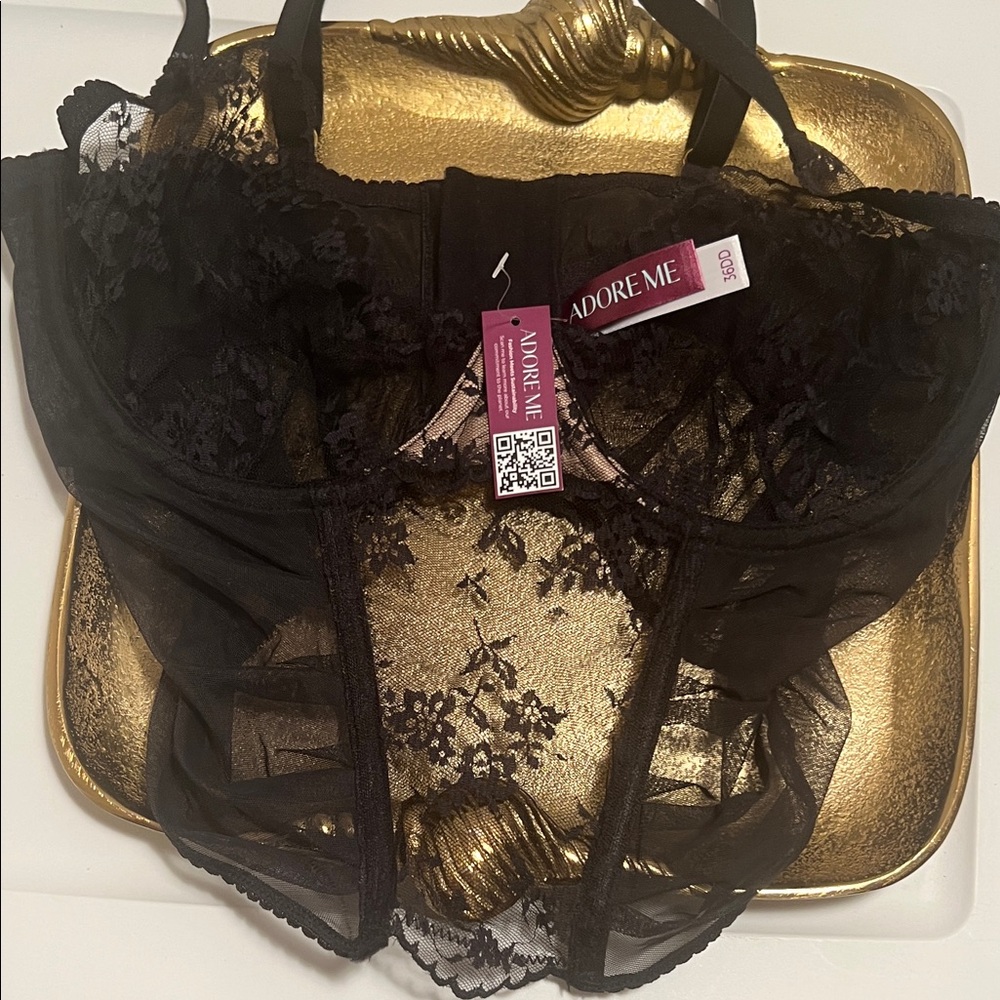 #1497**Adore Sheer Black Lace Bustier - Picture 3 of 9